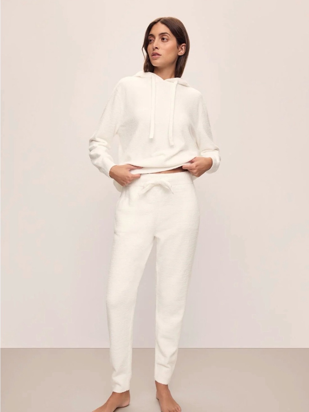 (2) Eberjey Recycled Boucle Relaxed Fit Jogger Set. One cream and one blue